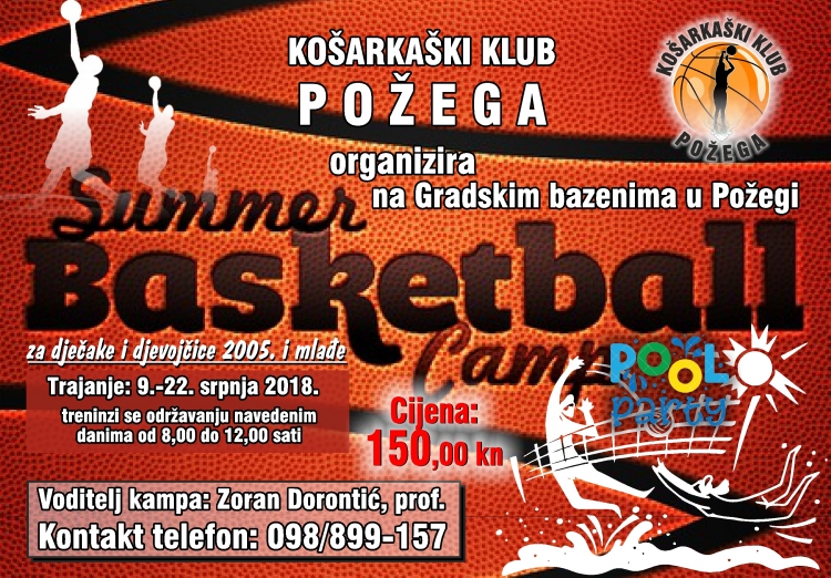 Košarkaški klub Požega organizira ljetni košarkaški kamp za djevojčice i dječake rođene 2005. godine i mlađe