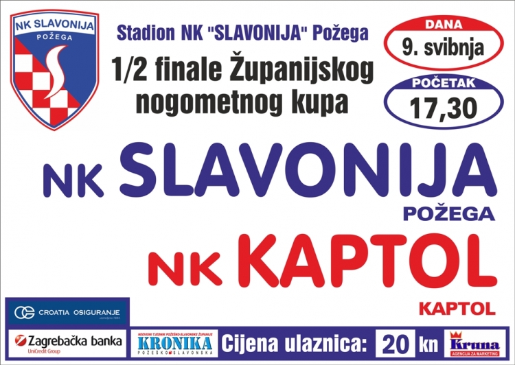 Slavonija danas u polufinalu Županijskog nogometnog kupa na svom Stadionu dočekuje NK Kaptol
