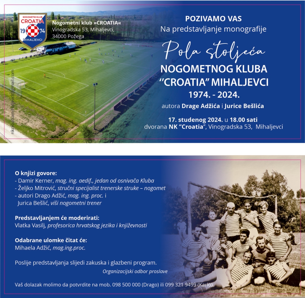 NK Croatia pozivnice 210x95 mm